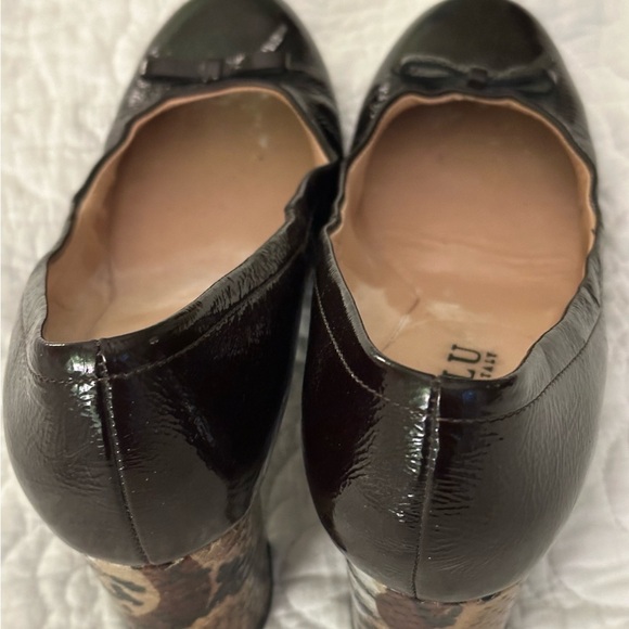 ANYI LU black patent leather‎ pumps with snake print heels handmade in Italy 5.5 - Picture 6 of 6